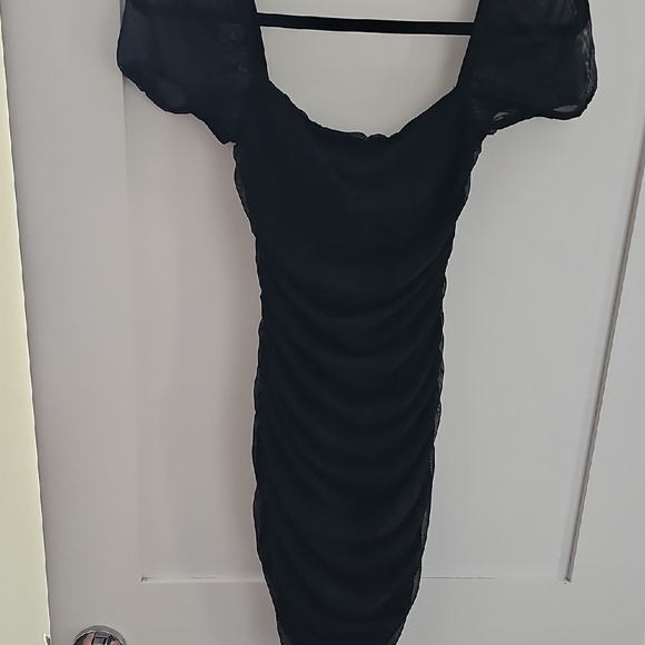 Princess Polly Black Bodycon Mini Dress with Puff Cap Sleeves - Picture 6 of 9